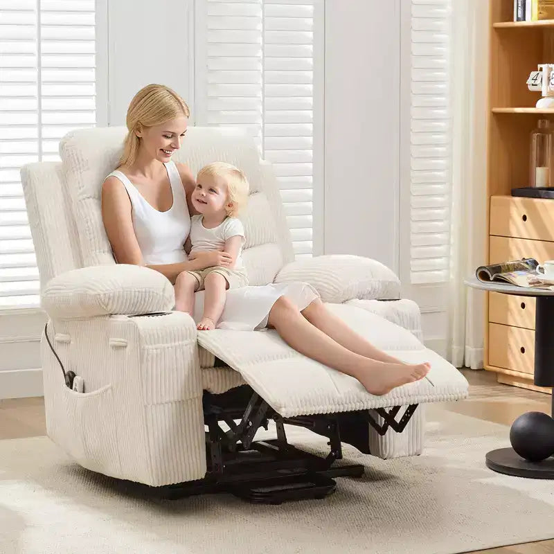 Power Lift Recliner Chair for Elderly, with Massage & Heat, Living Room Single Sofa, 135 Reclining Accent Chairs, 2 Cup Holders and Side Pockets