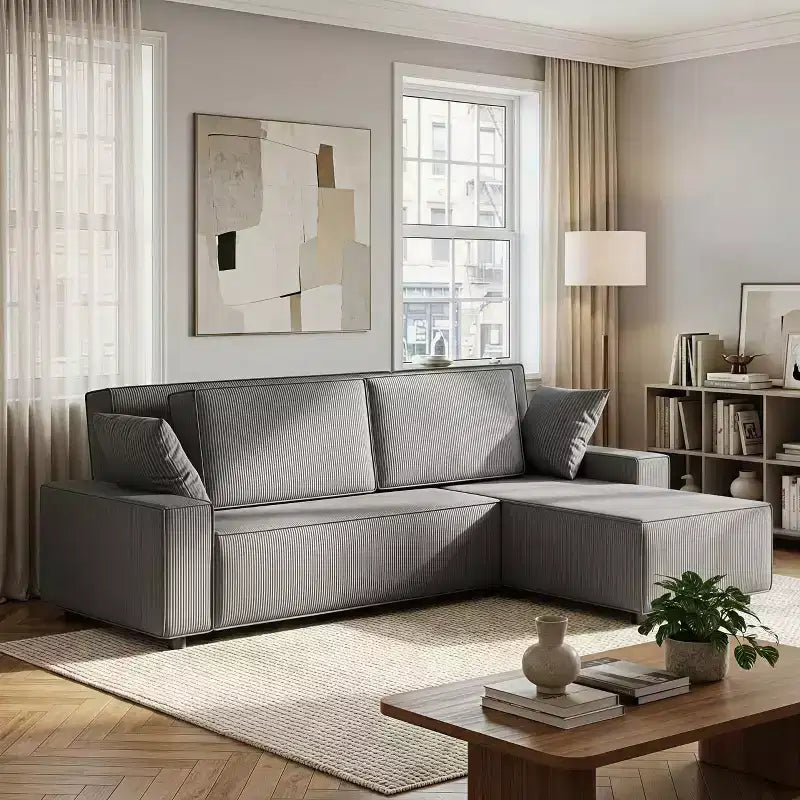 96 Oversized L-Shape Sectional Couch with Chaise, Modern Minimalist Modular Deep Seat Couch for Living Room