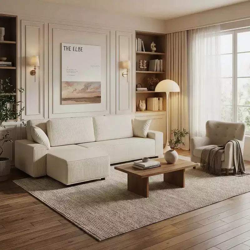 96 Oversized L-Shape Sectional Couch with Chaise, Modern Minimalist Modular Deep Seat Couch for Living Room