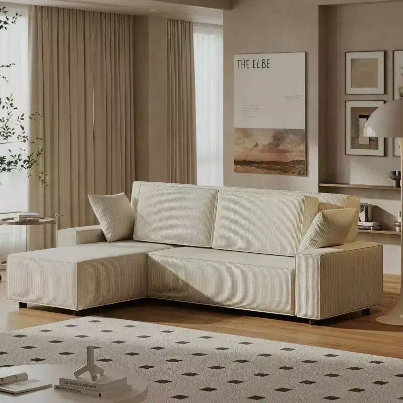 96 Oversized L-Shape Sectional Couch with Chaise, Modern Minimalist Modular Deep Seat Couch for Living Room