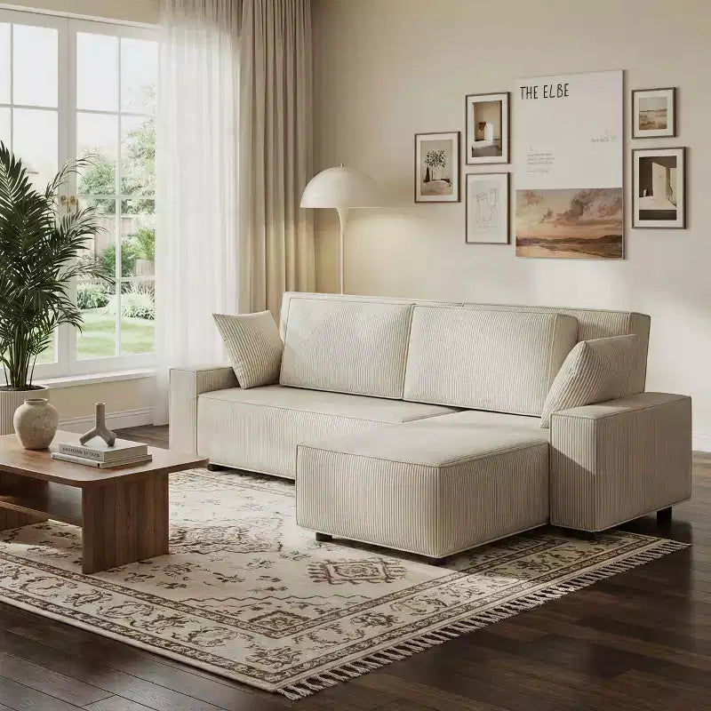 96 Oversized L-Shape Sectional Couch with Chaise, Modern Minimalist Modular Deep Seat Couch for Living Room