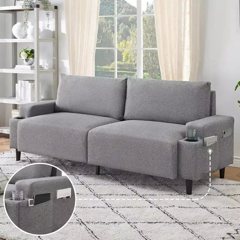 80.7''Modern Fabric Sofa Recliner Sofa for Living Room Armrest Cushioned Sofa