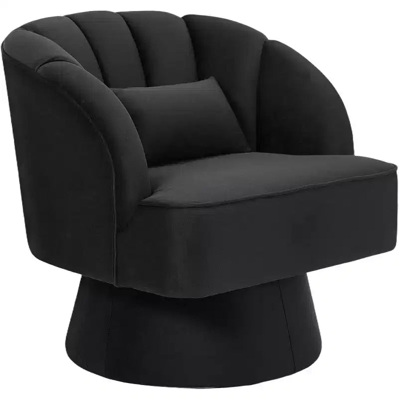 Swivel Barrel Chair - Teddy Bear Velvet Upholstered Modern Armchair with Striped Backrest & Plush Padding,for Living Room, Bedroom
