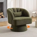 Swivel Barrel Chair - Teddy Bear Velvet Upholstered Modern Armchair with Striped Backrest & Plush Padding,for Living Room, Bedroom