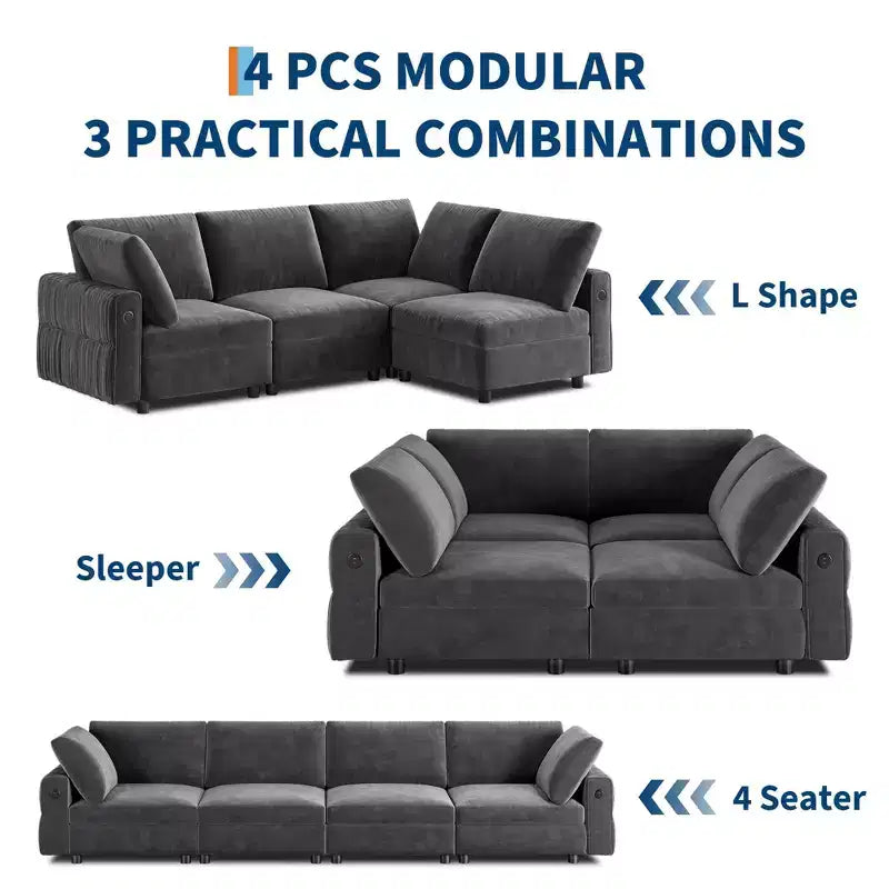 Oversized Modular Sectional Sofa, L Shaped Sectional Couches for Living Room, 104 inch Width, 4 Seat Modular Sofa