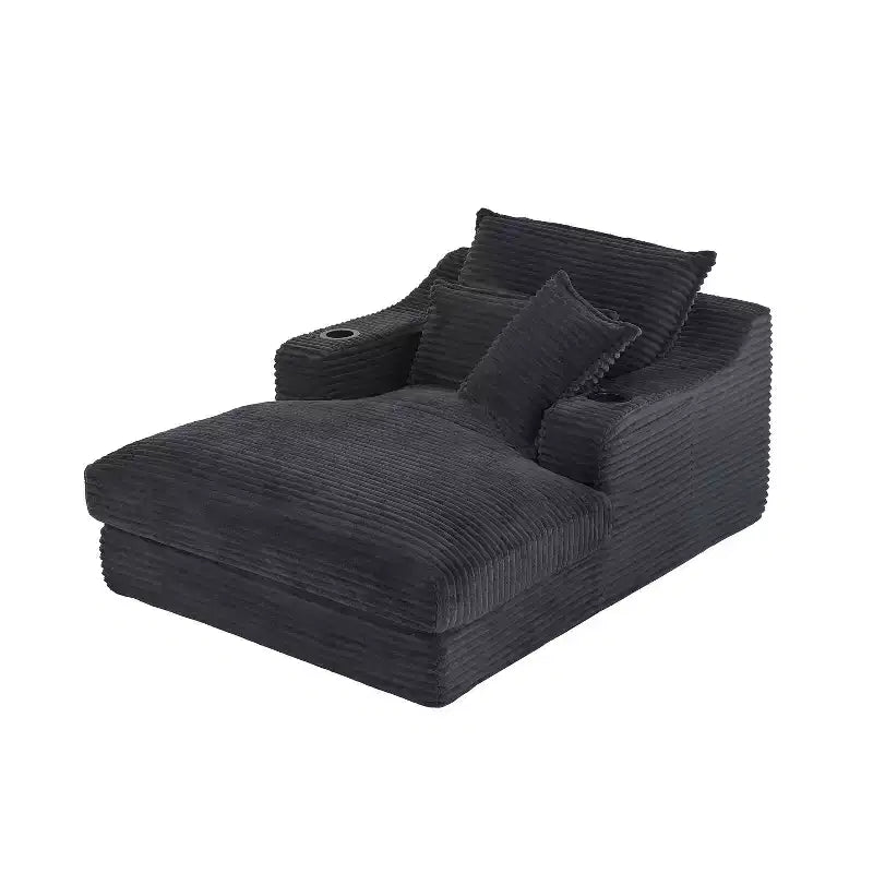 Canapé simple surdimensionné compressé avec porte-gobelet et poche, fauteuil inclinable en velours côtelé avec faux double couche, housses lavables, capacité de 136 kg