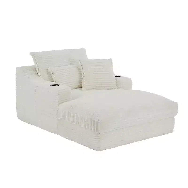 Canapé simple surdimensionné compressé avec porte-gobelet et poche, fauteuil inclinable en velours côtelé avec faux double couche, housses lavables, capacité de 136 kg