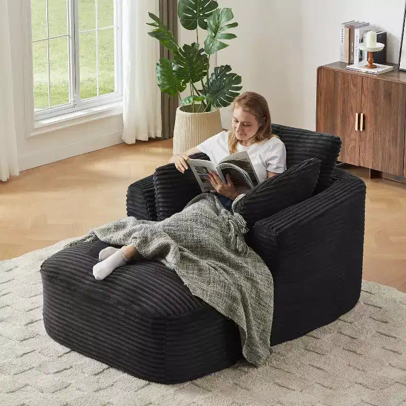 Single Full-compressed Sofa, Ultra Soft Coarse Grain Corduroy Recliner, Sleeper Couch with Seat Cushion with Spring Wrap, No Assembly