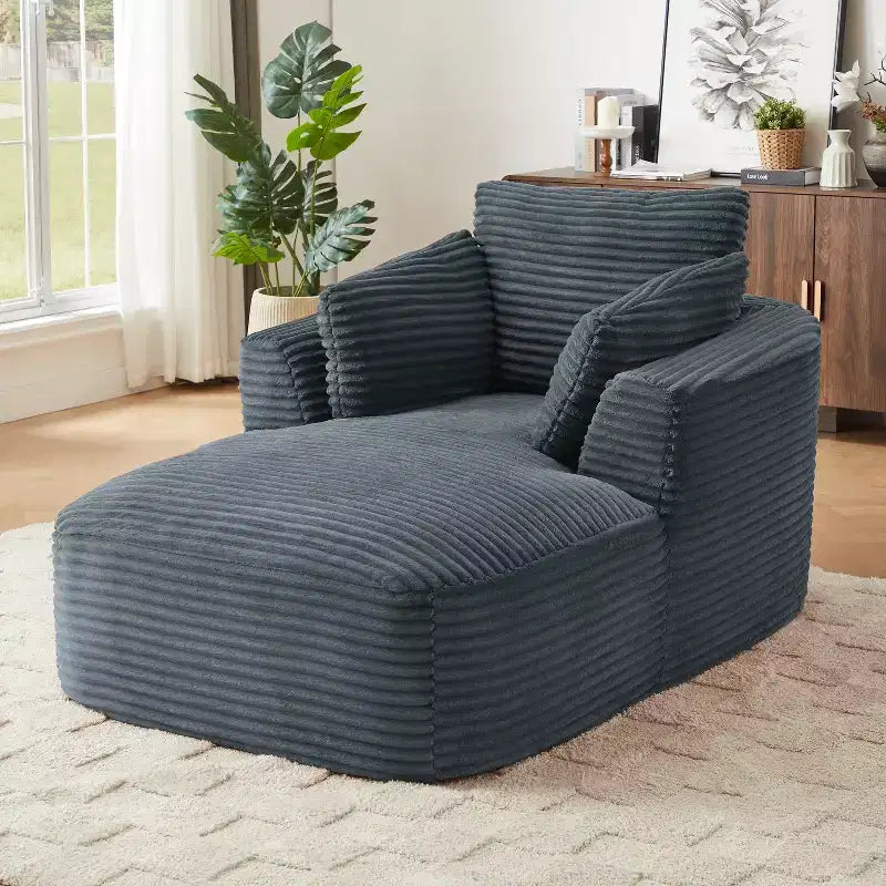 Single Full-compressed Sofa, Ultra Soft Coarse Grain Corduroy Recliner, Sleeper Couch with Seat Cushion with Spring Wrap, No Assembly