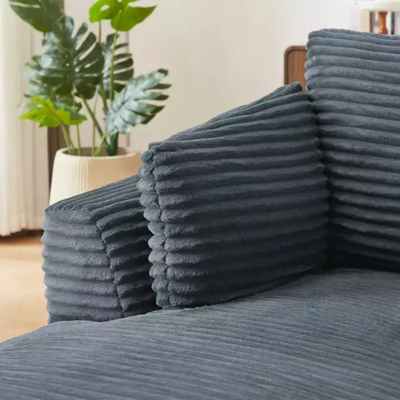 Single Full-compressed Sofa, Ultra Soft Coarse Grain Corduroy Recliner, Sleeper Couch with Seat Cushion with Spring Wrap, No Assembly