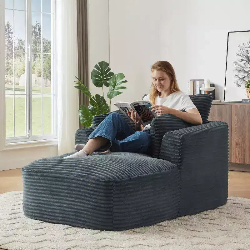 Single Full-compressed Sofa, Ultra Soft Coarse Grain Corduroy Recliner, Sleeper Couch with Seat Cushion with Spring Wrap, No Assembly