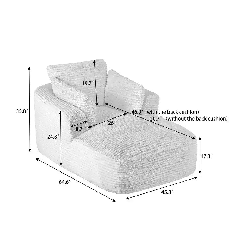 Single Full-compressed Sofa, Ultra Soft Coarse Grain Corduroy Recliner, Sleeper Couch with Seat Cushion with Spring Wrap, No Assembly