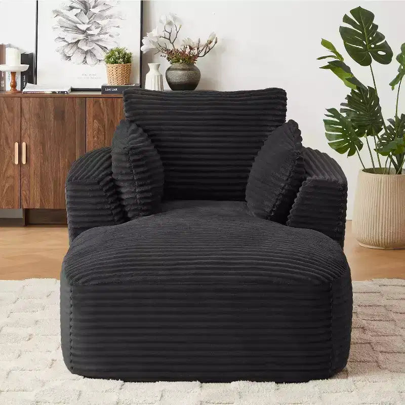 Single Full-compressed Sofa, Ultra Soft Coarse Grain Corduroy Recliner, Sleeper Couch with Seat Cushion with Spring Wrap, No Assembly