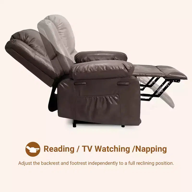 Oversized Wide Power Lift Recliner Chair,Heat and Massage, Adjustable Back and Legs,PU Leather for The Elderly and People with Mobility impaired