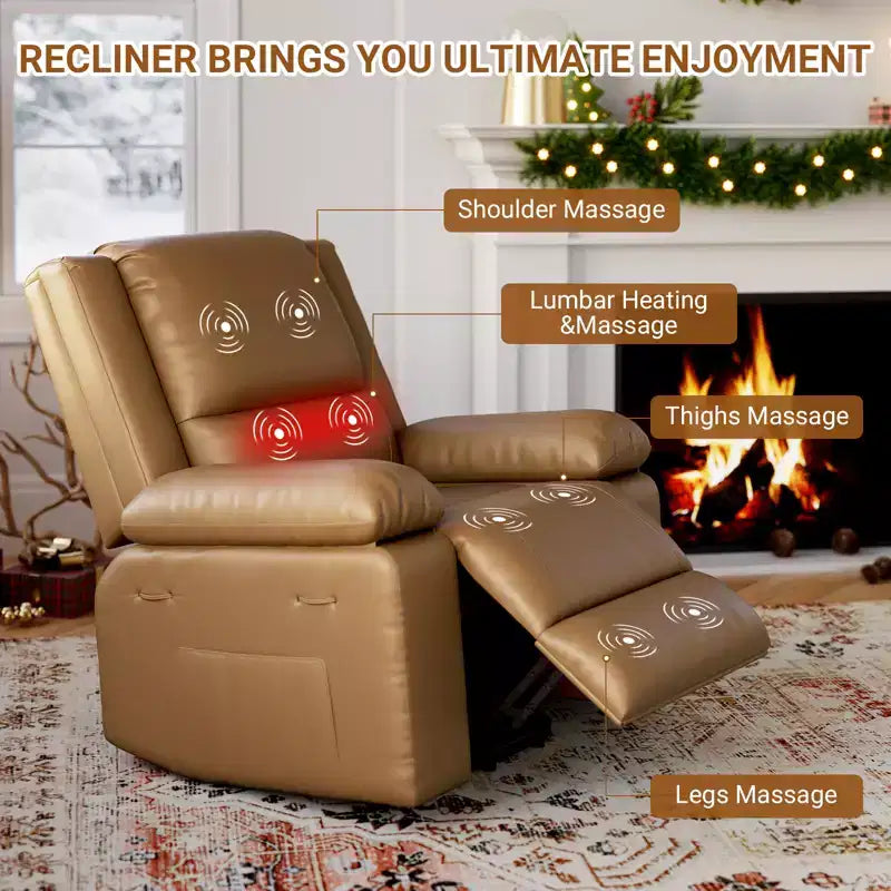 Oversized Wide Power Lift Recliner Chair,Heat and Massage, Adjustable Back and Legs,PU Leather for The Elderly and People with Mobility impaired