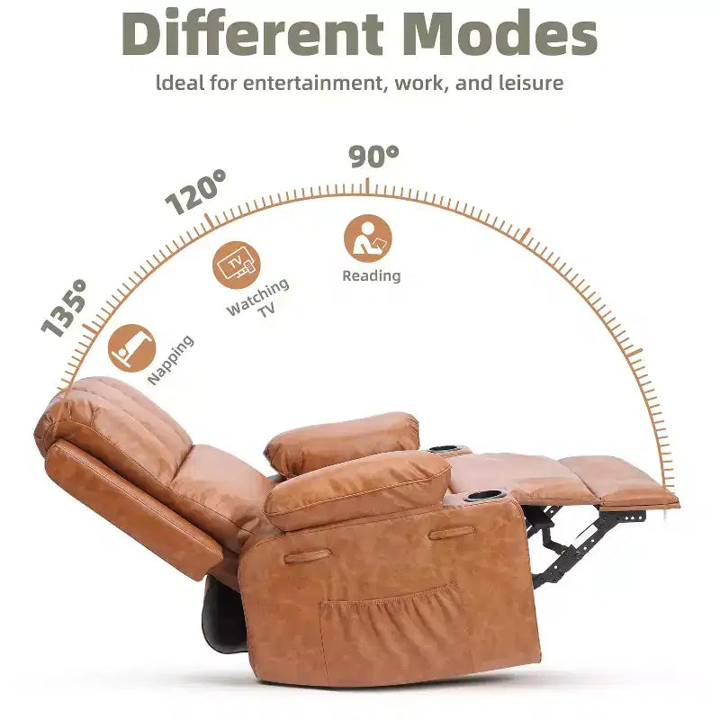 Oversized Recliner Chairs with Heat and Massage - 360 Swivel Lazy Recliner Chair for Adults- Manual Rocking Chair with Cup Holder for Living Rooms