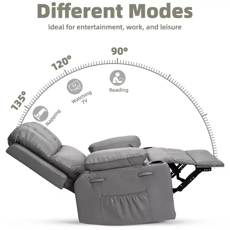 Oversized Recliner Chairs with Heat and Massage - 360 Swivel Lazy Recliner Chair for Adults- Manual Rocking Chair with Cup Holder for Living Rooms