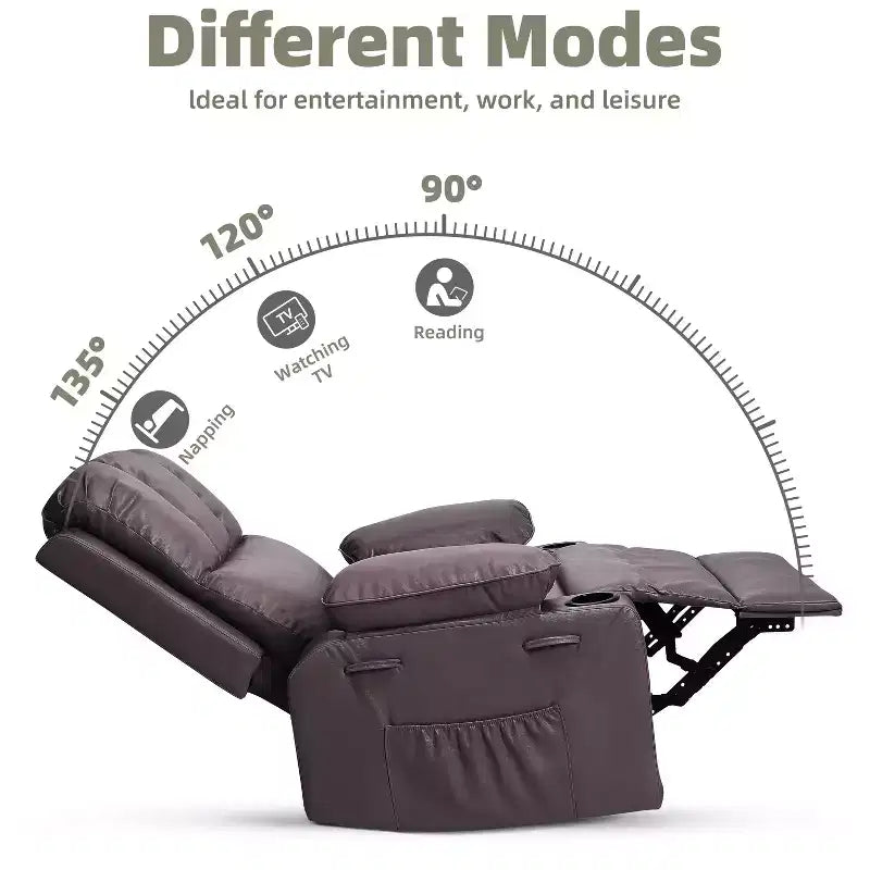 Oversized Recliner Chairs with Heat and Massage - 360 Swivel Lazy Recliner Chair for Adults- Manual Rocking Chair with Cup Holder for Living Rooms