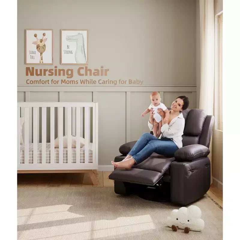 Oversized Recliner Chairs with Heat and Massage - 360 Swivel Lazy Recliner Chair for Adults- Manual Rocking Chair with Cup Holder for Living Rooms