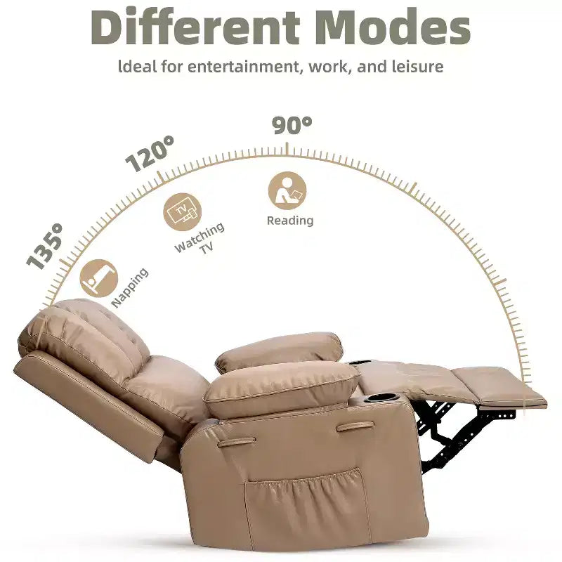 Oversized Recliner Chairs with Heat and Massage - 360 Swivel Lazy Recliner Chair for Adults- Manual Rocking Chair with Cup Holder for Living Rooms