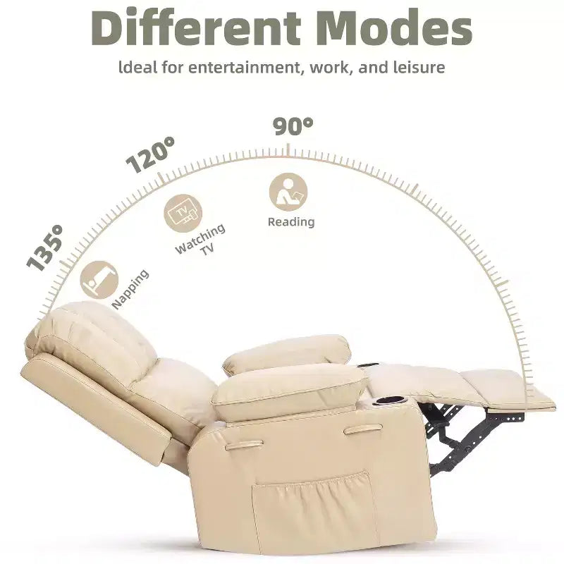 Oversized Recliner Chairs with Heat and Massage - 360 Swivel Lazy Recliner Chair for Adults- Manual Rocking Chair with Cup Holder for Living Rooms