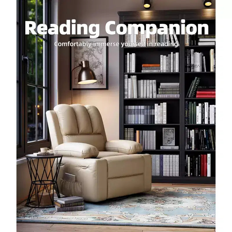 Oversized Recliner Chairs with Heat and Massage - 360 Swivel Lazy Recliner Chair for Adults- Manual Rocking Chair with Cup Holder for Living Rooms