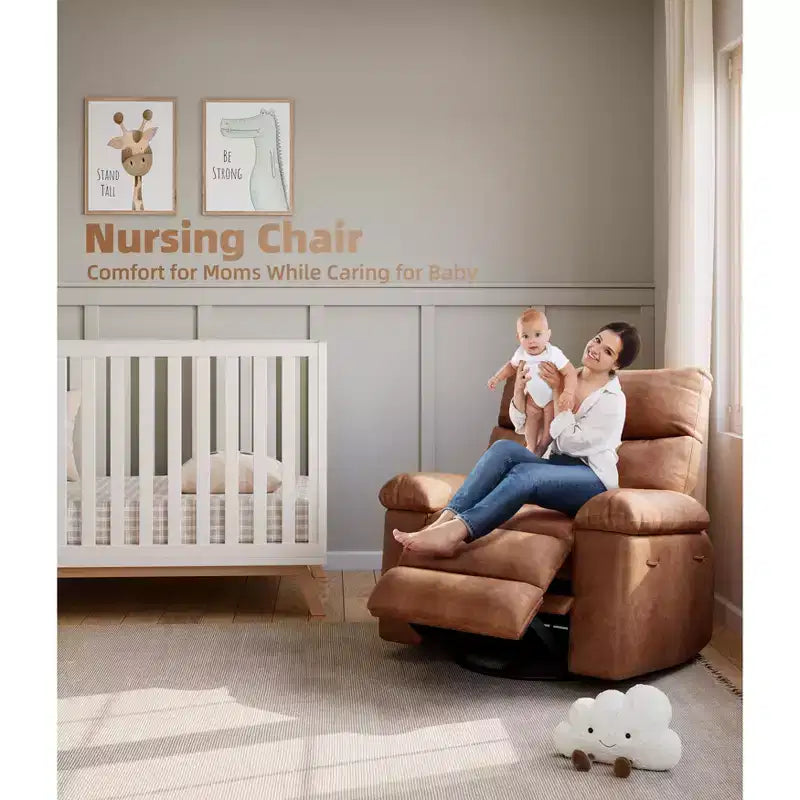 Oversized Wide Recliner Chair - Heat and Massage, PU Leather Large Manual Recliner for Adults, with 1.5X Sponge Filling and Easy Recline Mechanism