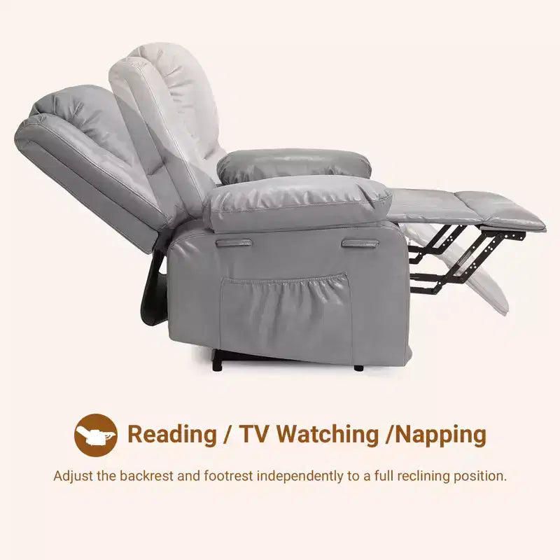 Electric Lift Recliner Chair - Heat and Massage,PU Leather Heavy Duty Power Recliner for Elderly & Mobility Impaired,Adjustable Back and Legs