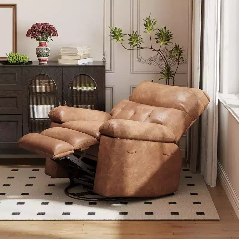 Oversized Recliner Chair,Manual Recliner Chair with 1.5X Sponge Filling and Side Pocket,Easy Recline System,Faux Leather Adult Reclining Sofa Chair