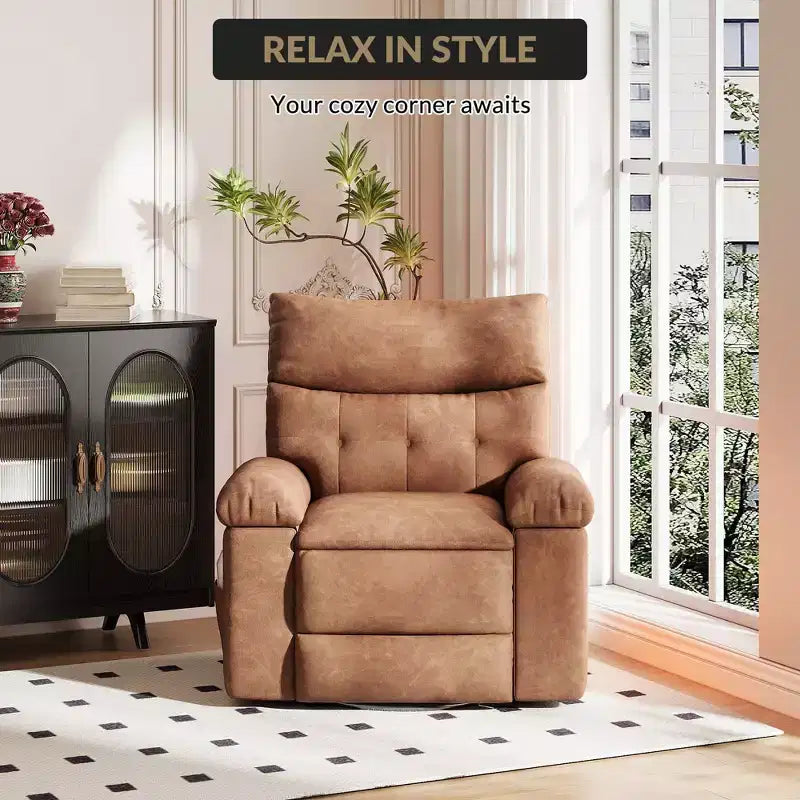 Oversized Recliner Chair,Manual Recliner Chair with 1.5X Sponge Filling and Side Pocket,Easy Recline System,Faux Leather Adult Reclining Sofa Chair