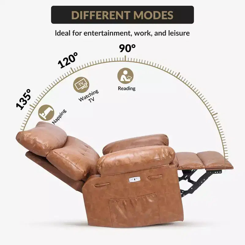 Oversized Recliner Chair,Manual Recliner Chair with 1.5X Sponge Filling and Side Pocket,Easy Recline System,Faux Leather Adult Reclining Sofa Chair