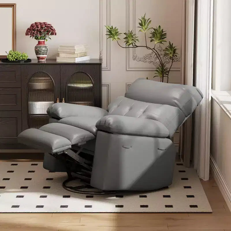 Oversized Recliner Chair,Manual Recliner Chair with 1.5X Sponge Filling and Side Pocket,Easy Recline System,Faux Leather Adult Reclining Sofa Chair