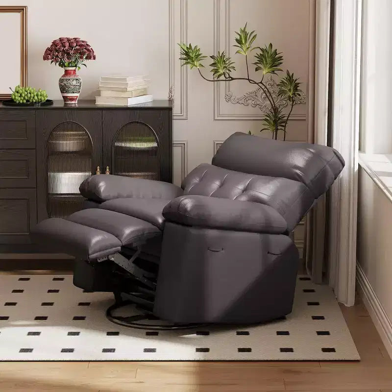 Oversized Recliner Chair,Manual Recliner Chair with 1.5X Sponge Filling and Side Pocket,Easy Recline System,Faux Leather Adult Reclining Sofa Chair