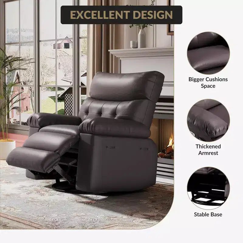 Oversized Recliner Chair,Manual Recliner Chair with 1.5X Sponge Filling and Side Pocket,Easy Recline System,Faux Leather Adult Reclining Sofa Chair