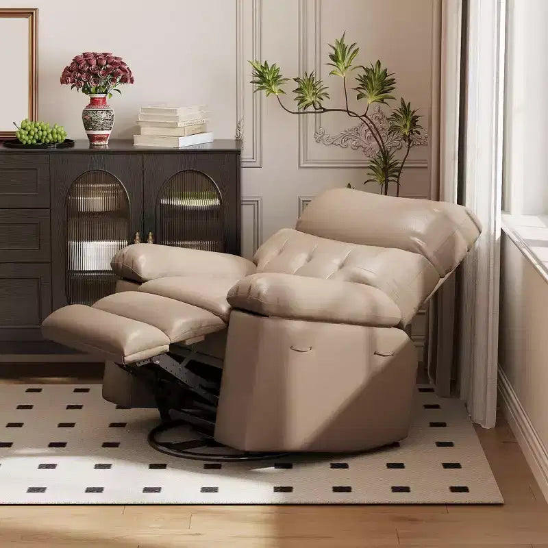 Oversized Recliner Chair,Manual Recliner Chair with 1.5X Sponge Filling and Side Pocket,Easy Recline System,Faux Leather Adult Reclining Sofa Chair