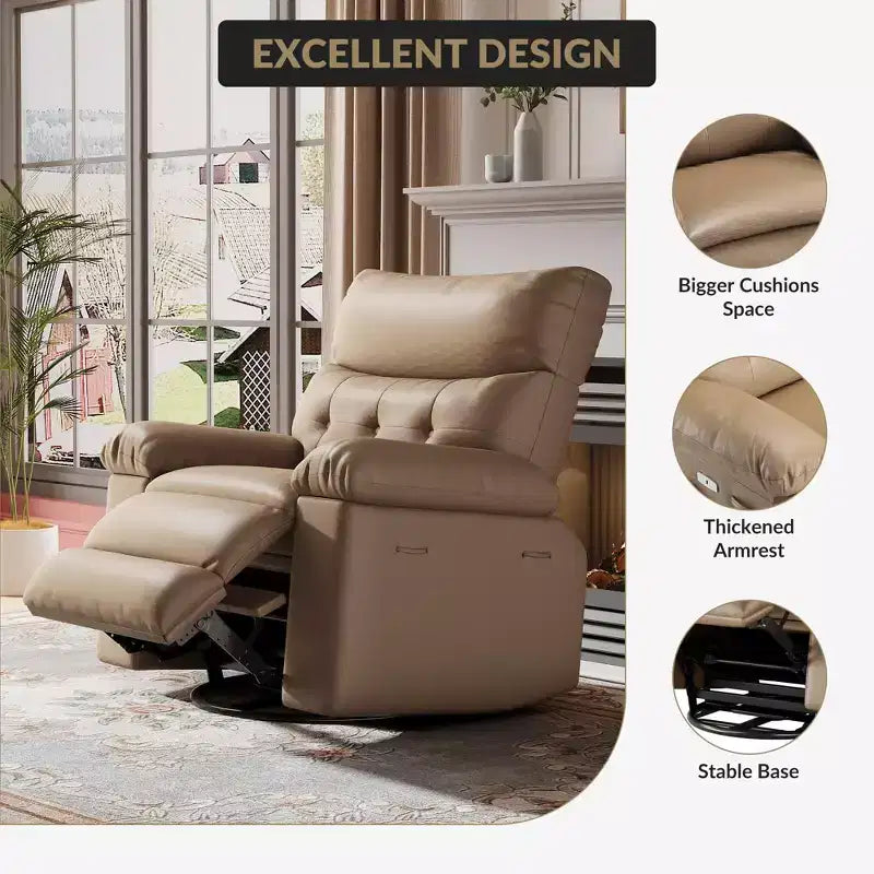 Oversized Recliner Chair,Manual Recliner Chair with 1.5X Sponge Filling and Side Pocket,Easy Recline System,Faux Leather Adult Reclining Sofa Chair
