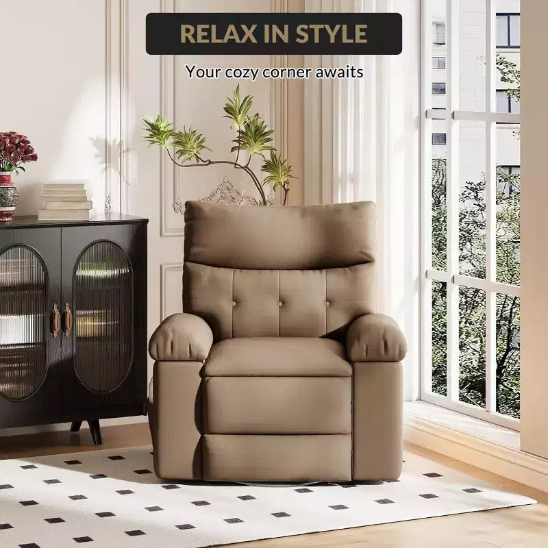 Oversized Recliner Chair,Manual Recliner Chair with 1.5X Sponge Filling and Side Pocket,Easy Recline System,Faux Leather Adult Reclining Sofa Chair