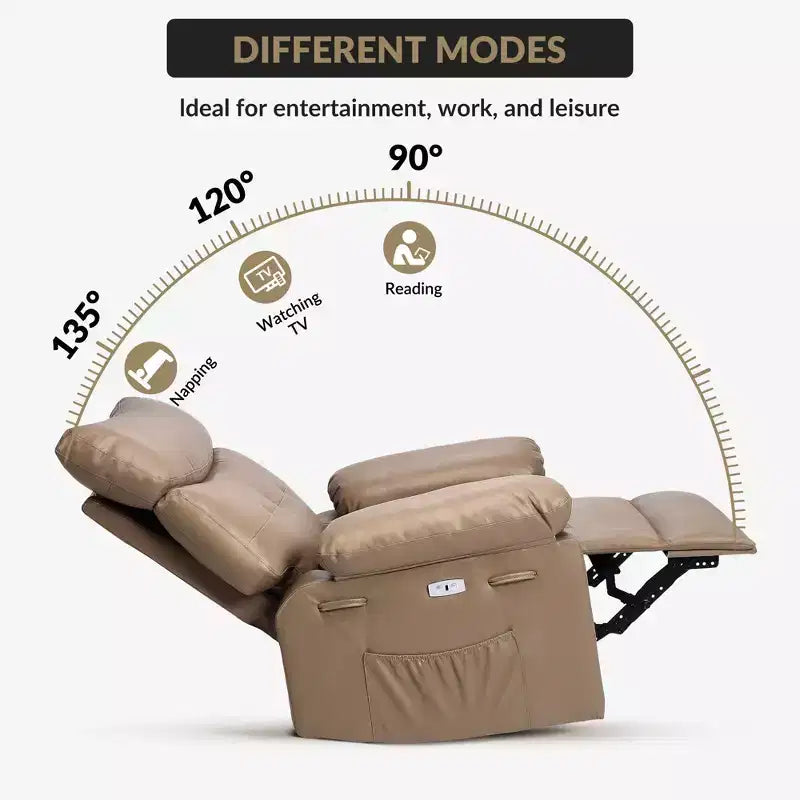 Oversized Recliner Chair,Manual Recliner Chair with 1.5X Sponge Filling and Side Pocket,Easy Recline System,Faux Leather Adult Reclining Sofa Chair