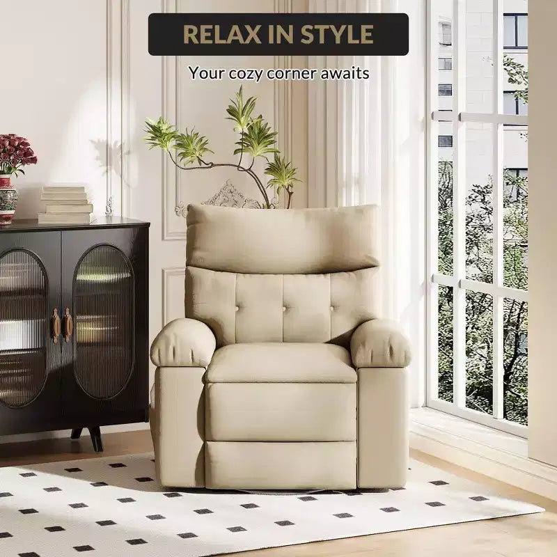 Oversized Recliner Chair,Manual Recliner Chair with 1.5X Sponge Filling and Side Pocket,Easy Recline System,Faux Leather Adult Reclining Sofa Chair