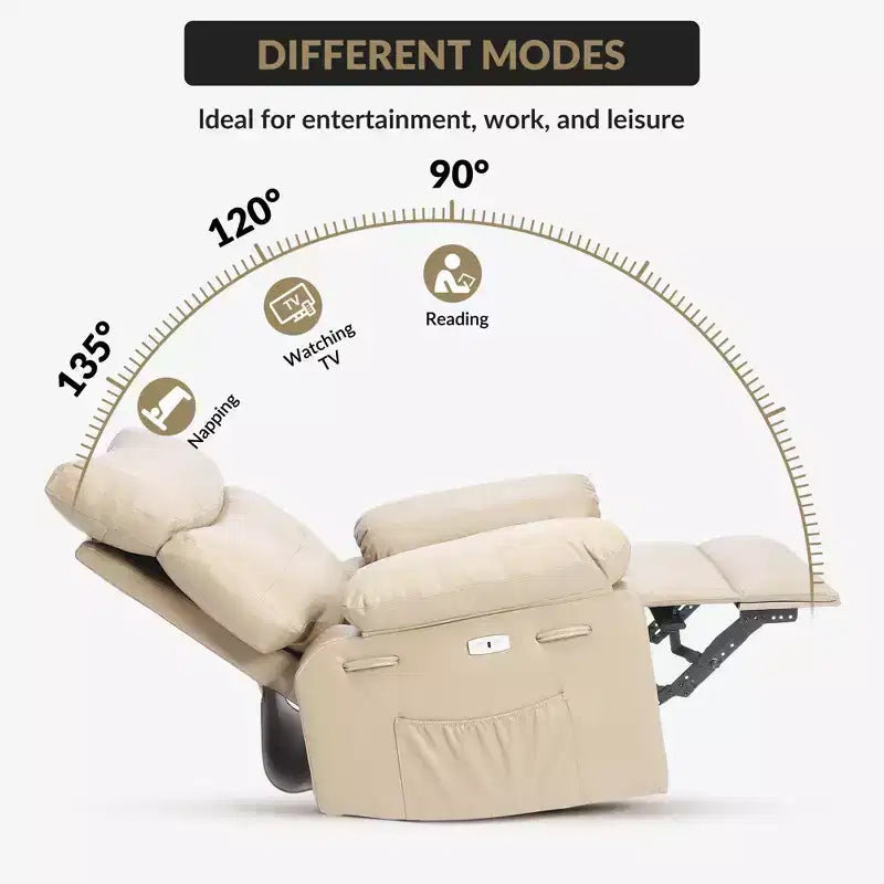 Oversized Recliner Chair,Manual Recliner Chair with 1.5X Sponge Filling and Side Pocket,Easy Recline System,Faux Leather Adult Reclining Sofa Chair