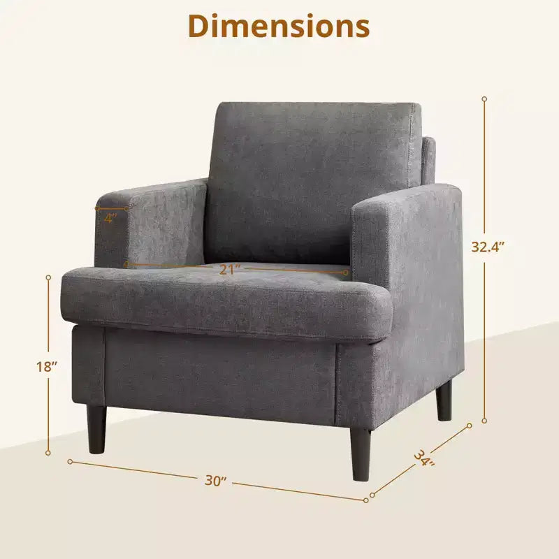 Accent Chair Modern Linen Living Room Chair for Living Room Sofa Chair with Wooden Legs Fabric Reading Living Room with Pillows Armchair