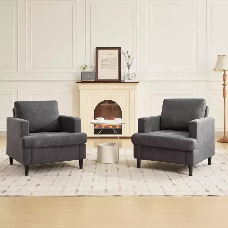 Accent Chair Modern Linen Living Room Chair for Living Room Sofa Chair with Wooden Legs Fabric Reading Living Room with Pillows Armchair
