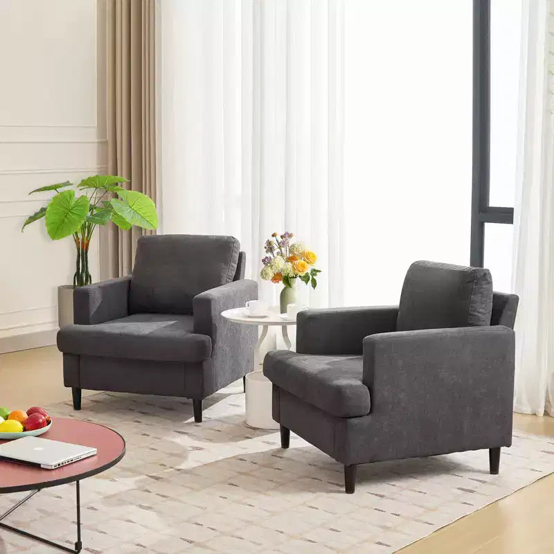 Accent Chair Modern Linen Living Room Chair for Living Room Sofa Chair with Wooden Legs Fabric Reading Living Room with Pillows Armchair