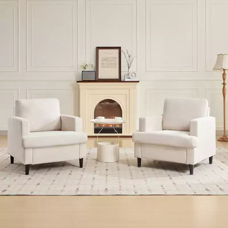 Accent Chair Modern Linen Living Room Chair for Living Room Sofa Chair with Wooden Legs Fabric Reading Living Room with Pillows Armchair