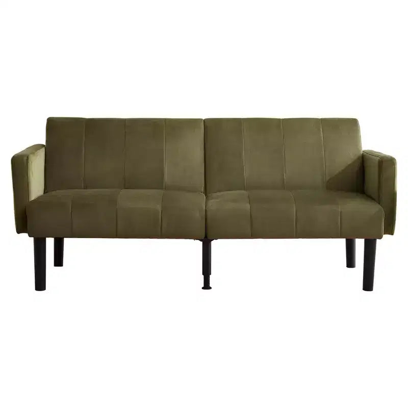 Sofá futón convertible moderno de 75 pulgadas, sofá futón tapizado de madera maciza, sofá de dos plazas ajustable de tela para sala de estar
