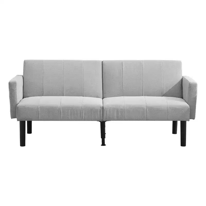 Sofá futón convertible moderno de 75 pulgadas, sofá futón tapizado de madera maciza, sofá de dos plazas ajustable de tela para sala de estar