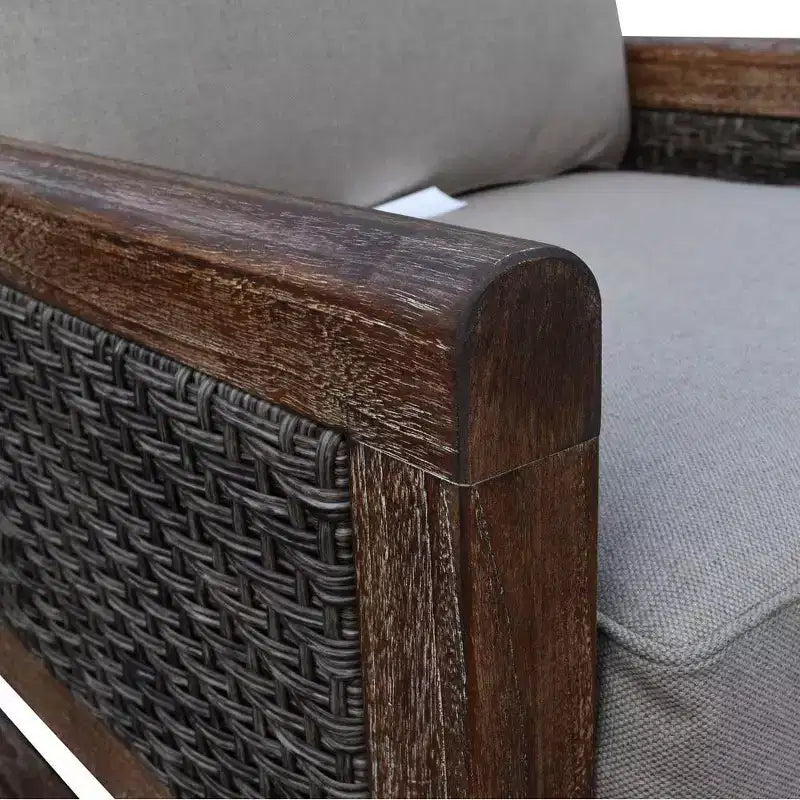 Juego de sillón y otomana de teca FSC Courtyard Casual Bermuda de 2 piezas Incluye: un sillón y una otomana