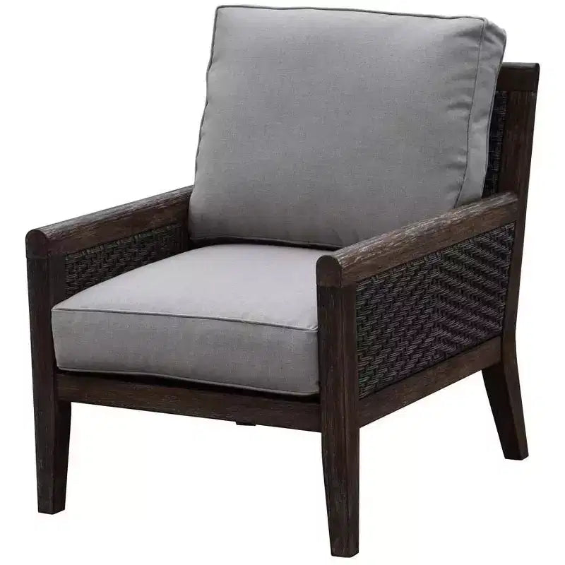 Juego de sillón y otomana de teca FSC Courtyard Casual Bermuda de 2 piezas Incluye: un sillón y una otomana