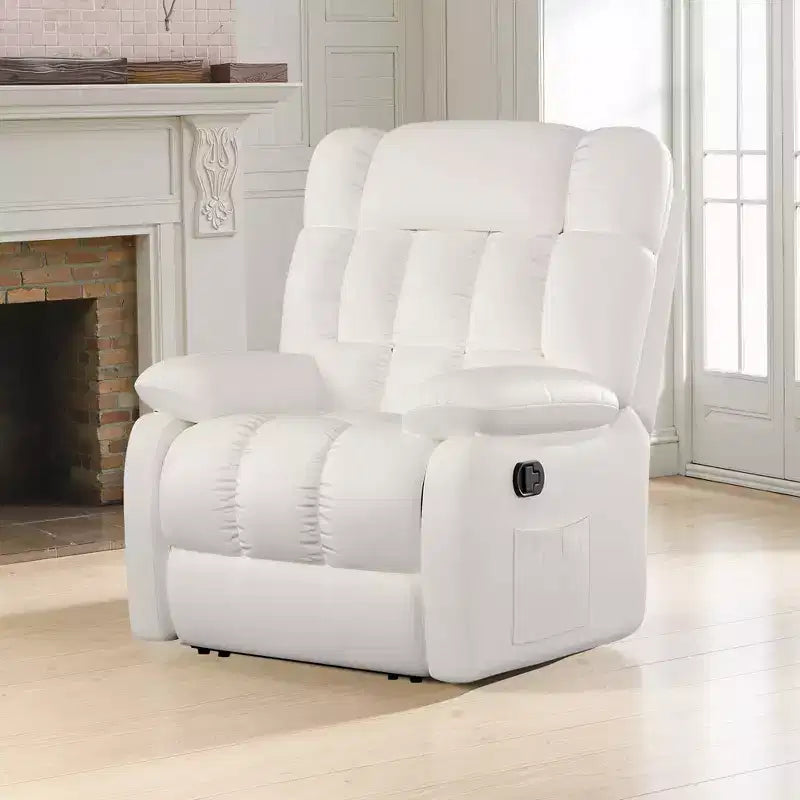 MAYEERTY Ergonomic Recliner Chair 110-160x Adjustable Recline Footrest Side Pocket for Living Room Beige