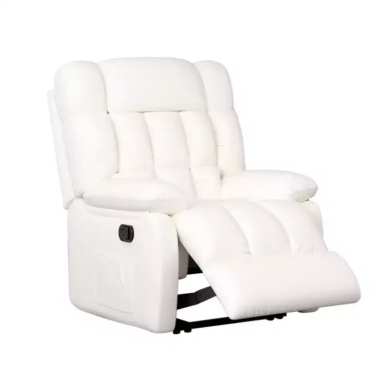 MAYEERTY Ergonomic Recliner Chair 110-160x Adjustable Recline Footrest Side Pocket for Living Room Beige